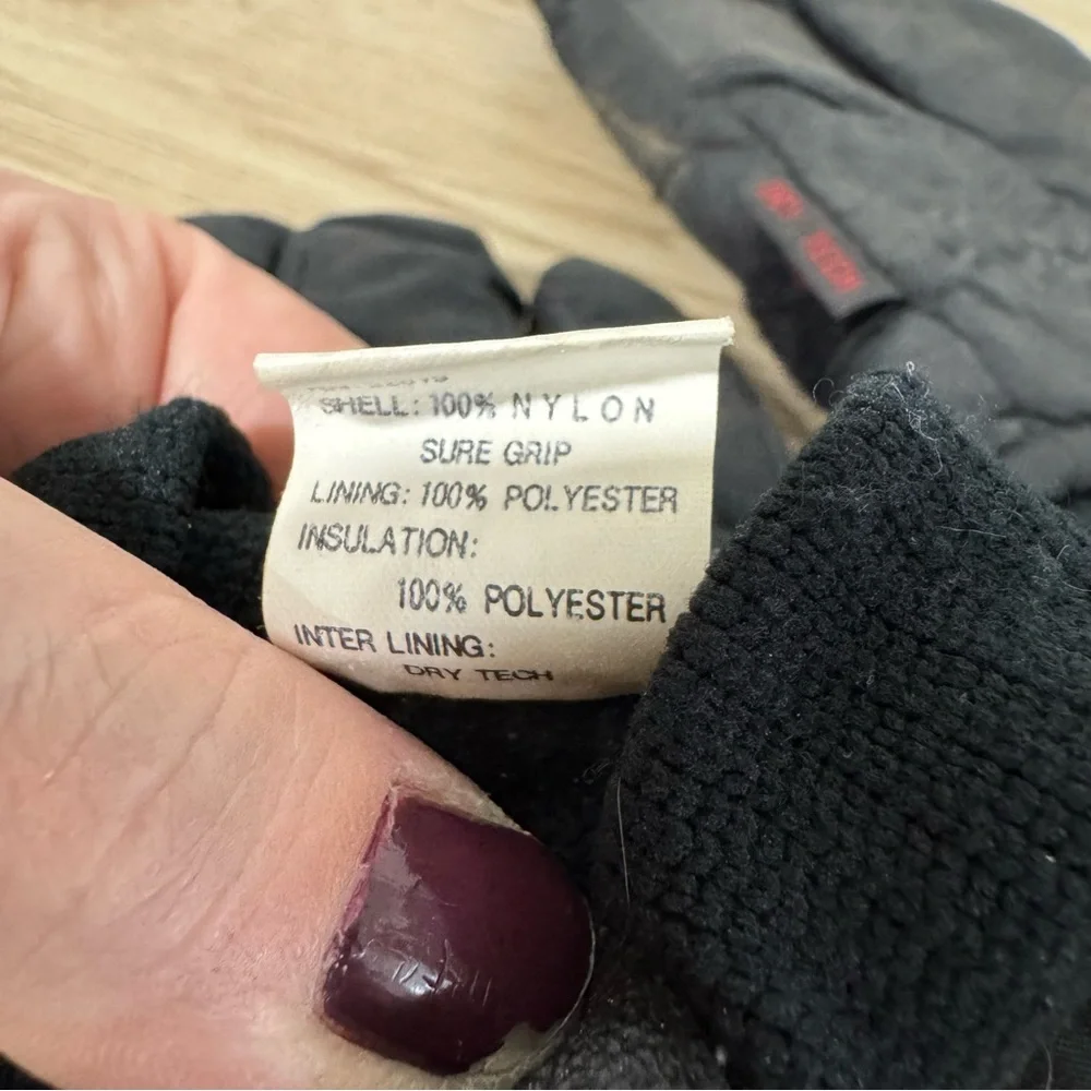 Saranac Ski Gloves Womens Large Black Winter‎ Snow Outdoor Vintage Warm Nylon